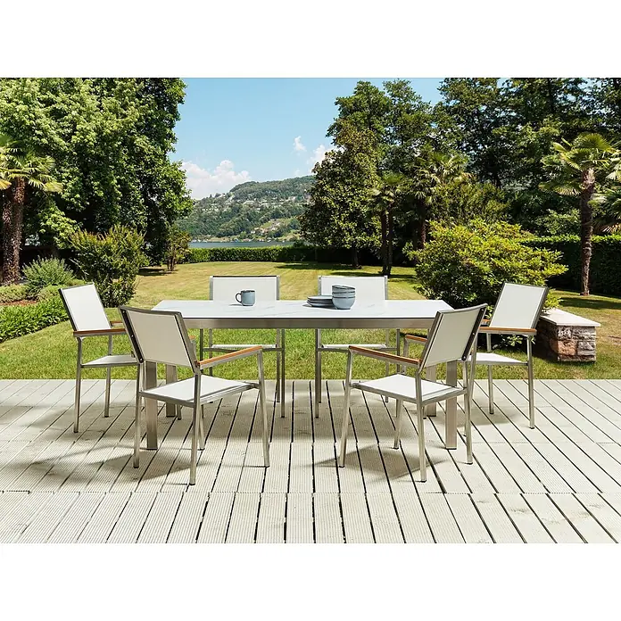 Esstisch COSOLETO in Weiß/Silber - (W) 90 x (H) 75 x - L