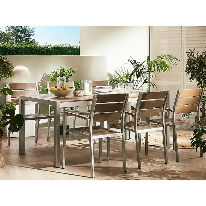Esstisch VERNIO in Braun/Silber - (W) 90 x (H) 76 x - L