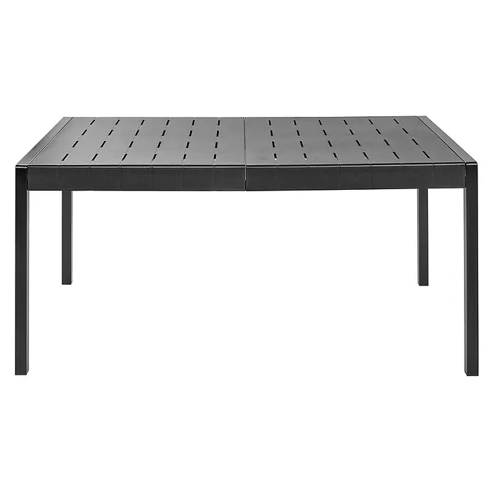 Esstisch BARTICA in Schwarz - (W) 84 x (H) 76 x - L - Schwarzer rechteckiger Terrassentisch mit Lattenrostplatte.