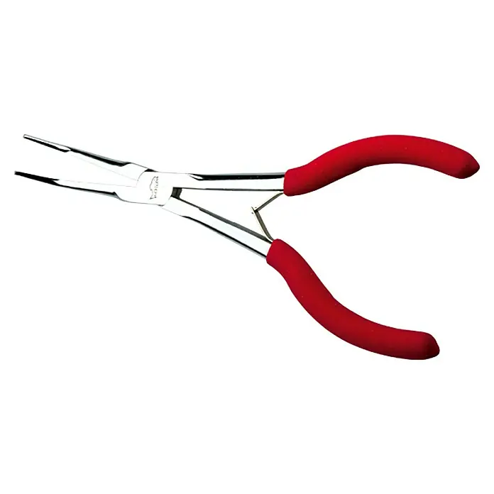 Westline Angler-Zange - Gebogen, Stahl - Spitzzange mit roten Griffen. Ideal zum Greifen kleiner Gegenstände in schwer zugänglichen Bereichen.