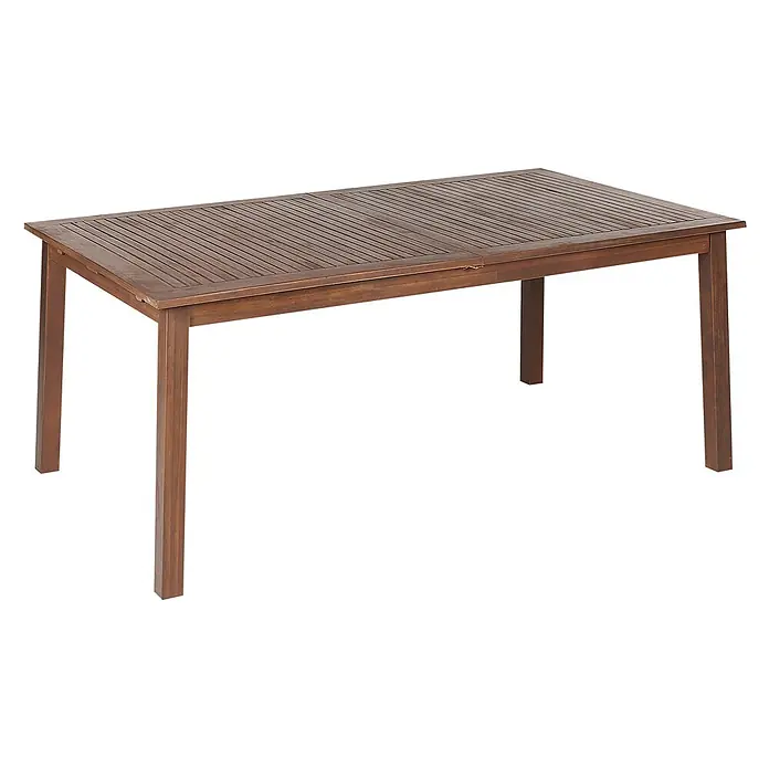 Esstisch CESANA in Braun - (W) 100 x (H) 75 x - L - Dunkelbrauner rechteckiger Gartentisch aus Holz mit Lattenplatte.