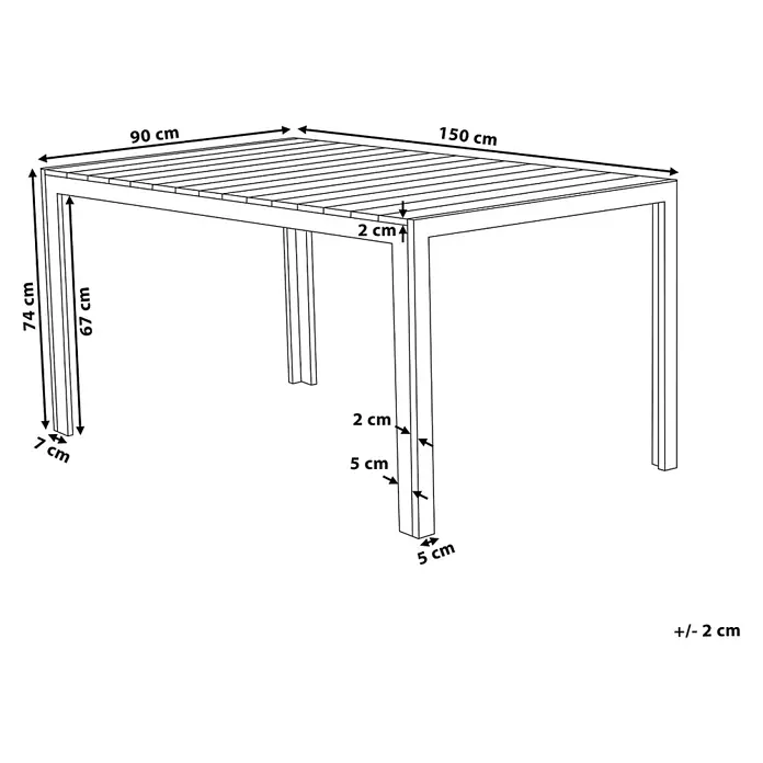 Esstisch COMO in Beige/Weiß - (W) 90 x (H) 74 x - L - Rechteckiger Lamellentisch, 150x90 cm, 74 cm hoch.