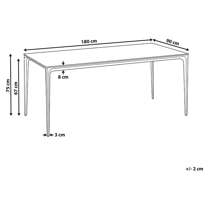Esstisch SOVARETO in Schwarz/Grau - (W) 90 x (H) 75 x - L - Rechteckiger Tisch mit Maßen: 180 cm Länge, 90 cm Breite und 75 cm Höhe. Tischplattenstärke 8 cm.