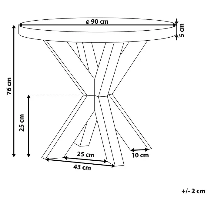 Esstisch OLBIA in Grau/Braun - (W) 90 x (H) 76 x - L - Runder Tisch mit 90 cm Durchmesser und geometrischem Untergestell, Gesamthöhe 76 cm.