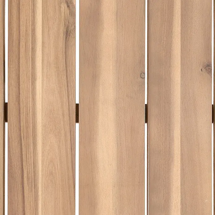 Esstisch MANADO in Braun - (W) 100 x (H) 76 x - L - Hellbraune Holzlatten mit sichtbarer Maserung und leichten Ästen, ideal für Möbel oder Terrassenböden.