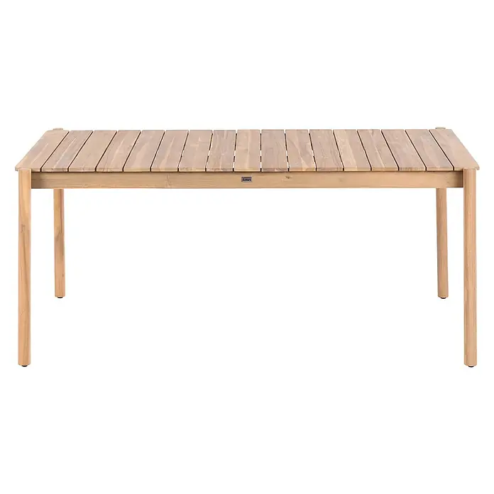 Esstisch MANADO in Braun - (W) 100 x (H) 76 x - L - Rechteckiger Gartentisch mit lattenförmiger heller Holzplatte und passenden Beinen.