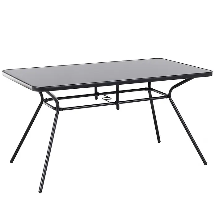 Esstisch LIVO in Schwarz - (W) 80 x (H) 73 x - L - Schwarzer rechteckiger Tisch mit dunkelgrauer Platte und schwarzem Metallgestell.