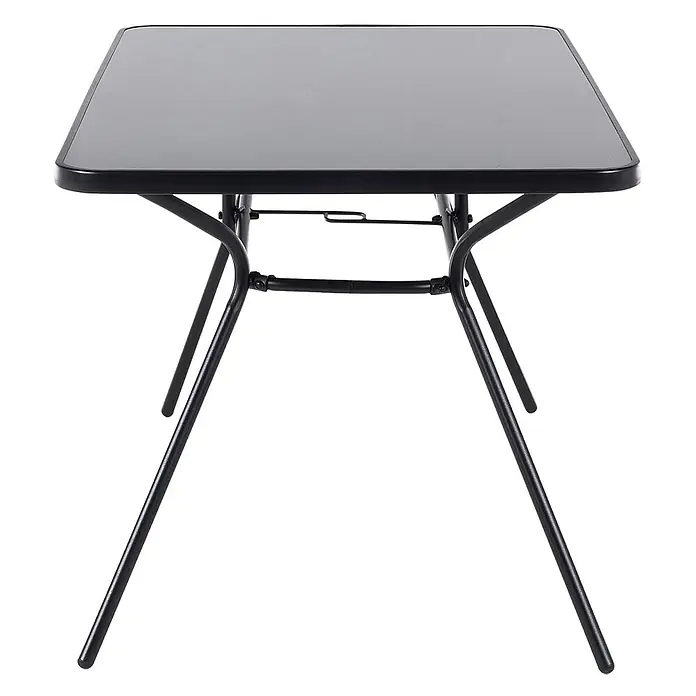 Esstisch LIVO in Schwarz - (W) 80 x (H) 73 x - L - Schwarzer quadratischer Klapptisch mit schwarzem Metallgestell.