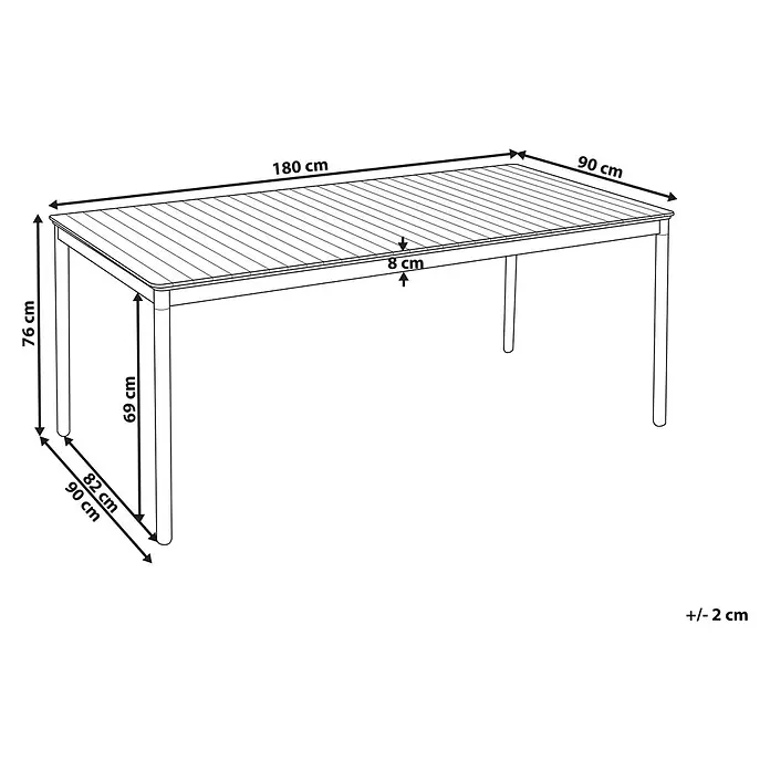 Esstisch VALLESE in Braun/Schwarz - (W) 90 x (H) 76 x - L - Rechteckiger Tisch mit Lattenplatte. Maße: 180 cm lang, 90 cm breit, 76 cm hoch.