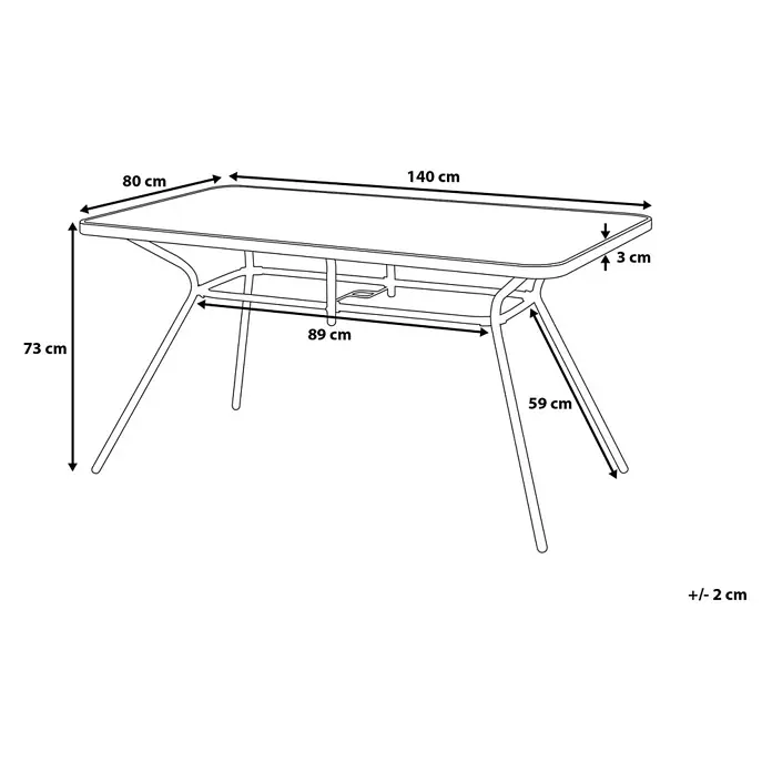 Esstisch LIVO in Schwarz - (W) 80 x (H) 73 x - L - Rechteckiger Tisch mit den Maßen: Länge 140 cm, Breite 80 cm, Höhe 73 cm.