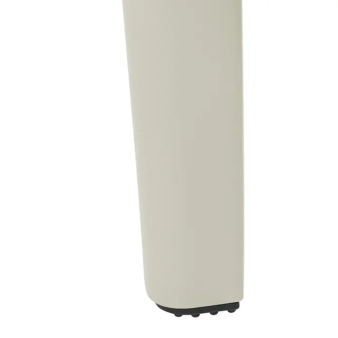 Esstisch SORICO in Beige - (W) 86 x (H) 77 x - L - Heller beiger, texturierter Möbelbein mit schwarzem Fuß und kleinen schwarzen Gleitern.