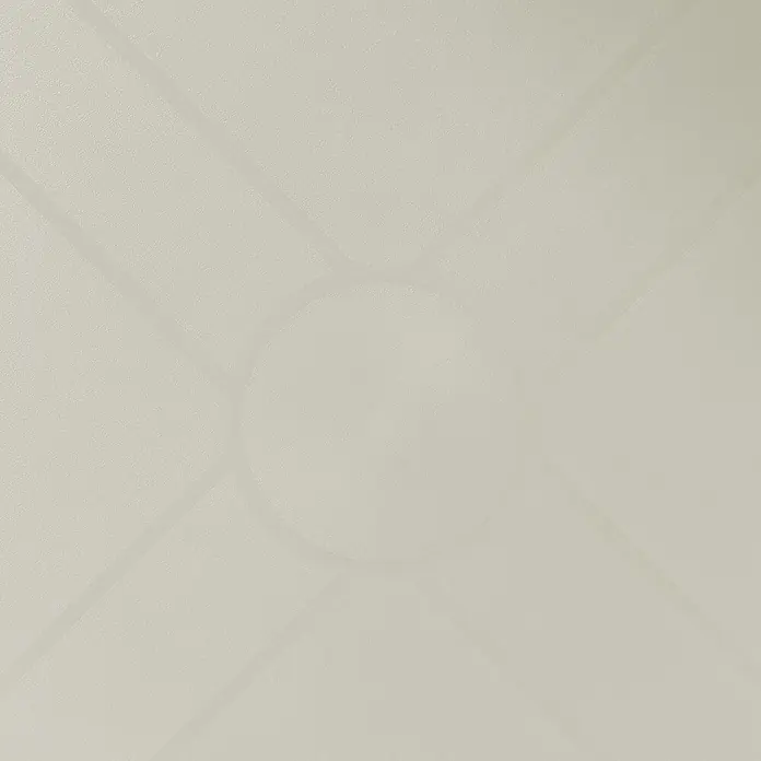 Esstisch SORICO in Beige - (W) 86 x (H) 77 x - L - Hellgraue strukturierte Dekorplatte mit subtilen geometrischen Linien und einem Mittelkreis.