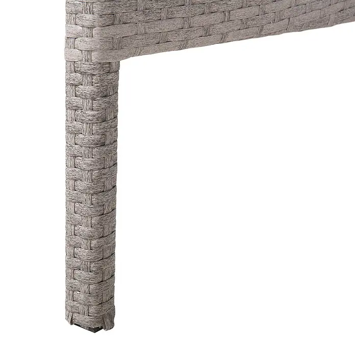 Esstisch VITERBO in Grau - (W) 80 x (H) 74 x - L - Graues geflochtenes Rattan-Möbelbein mit robuster Fußkappe.