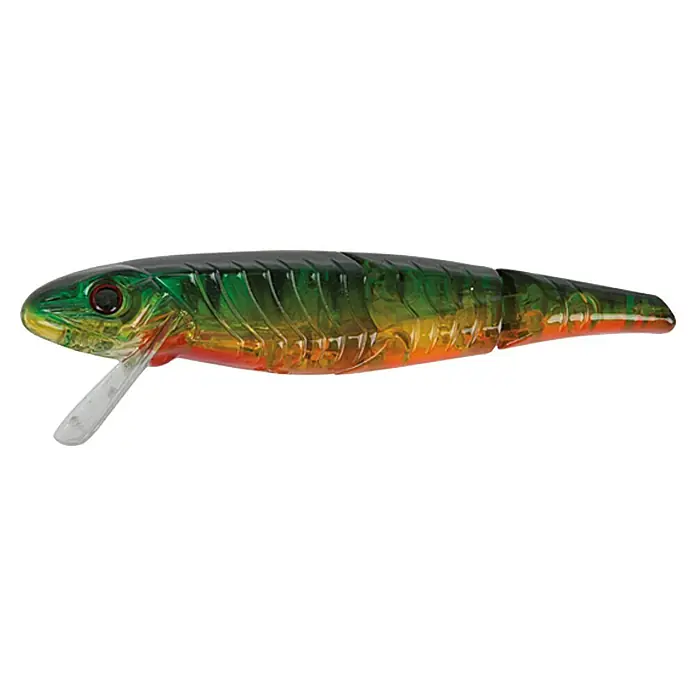 Westline Wobbler Flashside 110 Triple - Zielfisch: Zander/Hecht, 11 cm, Mit Drillingen, PE - Der detaillierte Wobbler in Fischform mit grün-orangem Farbmuster und durchsichtigem Körper ist ideal zum Angeln.