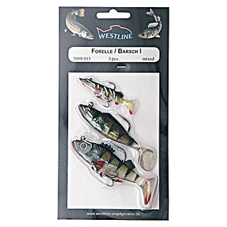 Westline Set rubber vissen (Forel/baars, 6 - 9 cm, 3 st.)