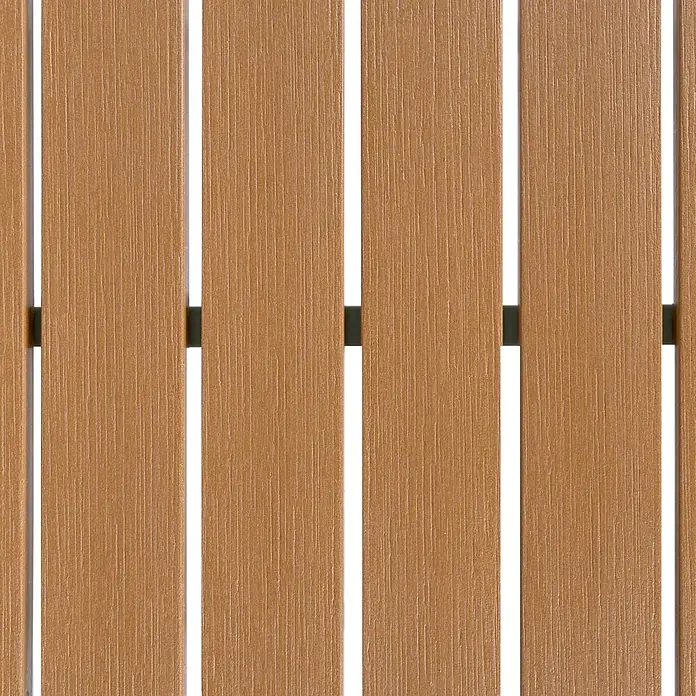 Esstisch AVETRANA in Grün/Braun - (W) 50 x (H) 90 x - L - Braune vertikale Lamellenverkleidung mit Holzstruktur und dunklen horizontalen Verbindungsstäben.