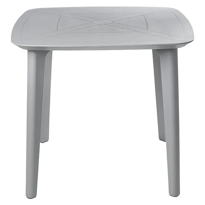 Esstisch SORICO in Grau - (W) 86 x (H) 77 x - L - Grauer rechteckiger Plastiktisch mit gemusterter Platte und vier stabilen Beinen.