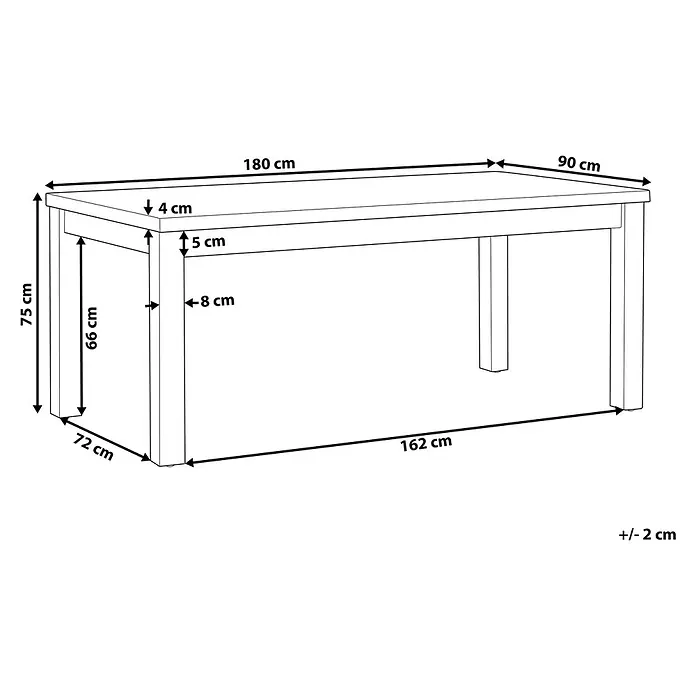 Esstisch OSTUNI in Grau/Braun - (W) 90 x (H) 75 x - L - Esstisch mit Gesamtmaßen: 180x90x75 cm, bietet 66 cm Beinfreiheit.