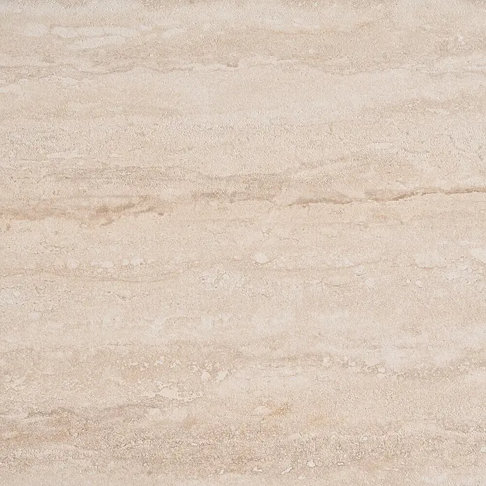 Esstisch FELETTO in Beige/Weiß - (W) 90 x (H) 76 x - L - Helle beige Travertin-Steintextur mit horizontaler Maserung für Boden oder Wände.