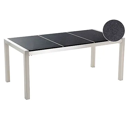 Esstisch GROSSETO in Schwarz/Silber - (W) 90 x (H) 74 x (L) 180 cm