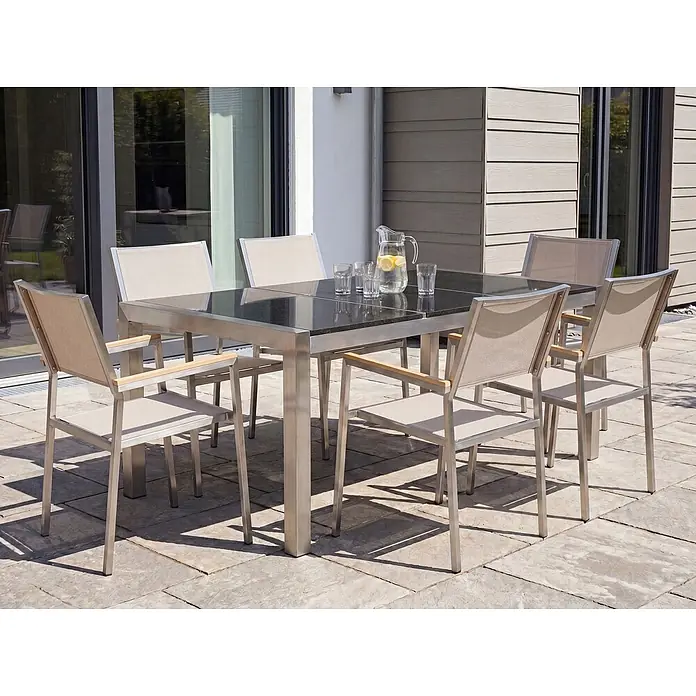 Esstisch GROSSETO in Schwarz/Silber - (W) 90 x (H) 74 x - L