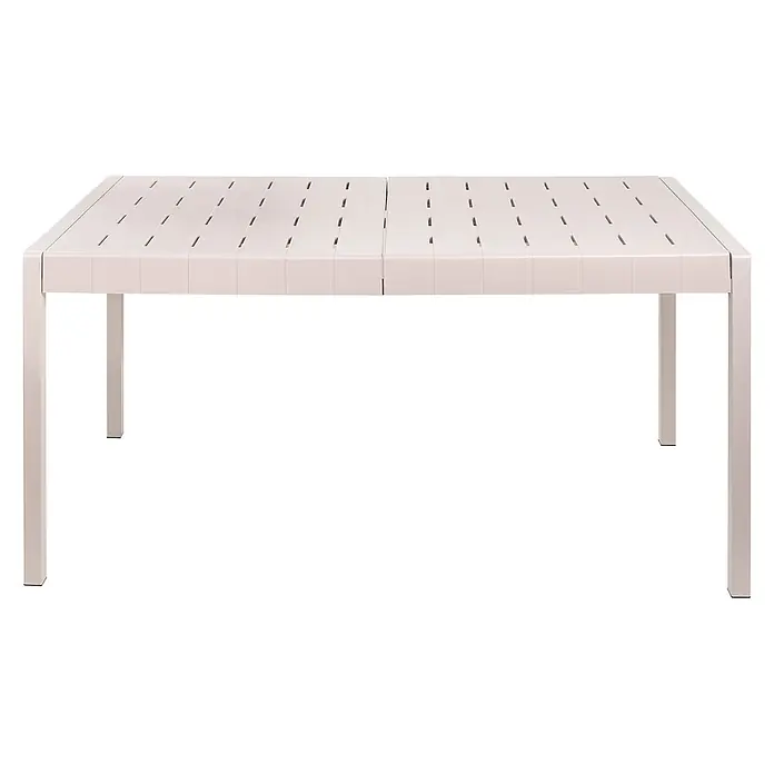 Esstisch BARTICA in Beige - (W) 84 x (H) 76 x - L - Heller, beiger, rechteckiger Tisch mit Lattenplatte, in zwei Abschnitte geteilt, und quadratischen Beinen.