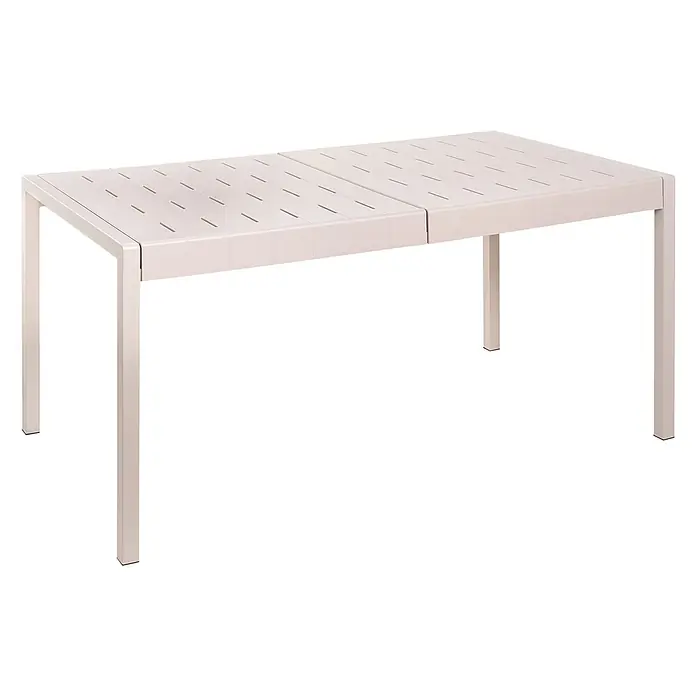 Esstisch BARTICA in Beige - (W) 84 x (H) 76 x - L - Hellfarbener ausziehbarer Gartentisch mit Lattenrostplatte und geraden Beinen.