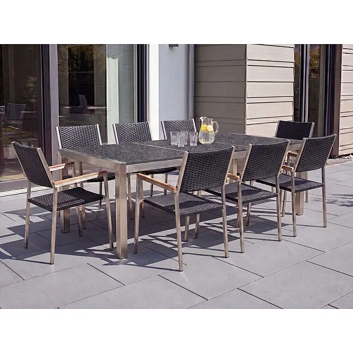 Esstisch GROSSETO in Grau/Schwarz/Silber - (W) 100 x (H) 74 x - L