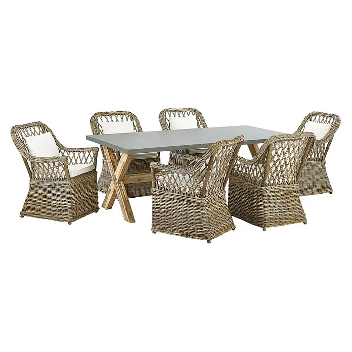 19-tlg Gartentisch Set MAROS/OLBIA in Naturfarben/Grau/Beige - 