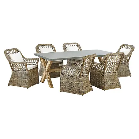 19-tlg Gartentisch Set MAROS/OLBIA in Naturfarben/Grau/Beige