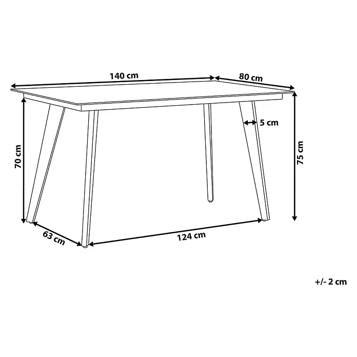 Esstisch MILETO in Grau - (W) 80 x (H) 75 x - L - Rechteckiger Tisch: Platte 140x80cm, Höhe 75cm, Plattenstärke 5cm. Basis 124x63cm. (+/- 2cm Abweichung)