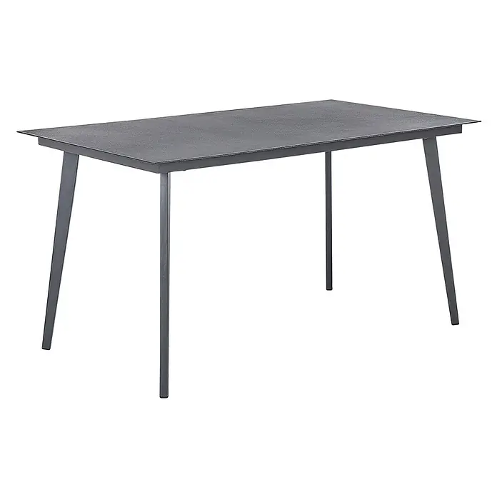 Esstisch MILETO in Grau - (W) 80 x (H) 75 x - L - Moderner anthrazitgrauer Tisch mit strukturierter Platte und schlanken, schrägen Beinen.