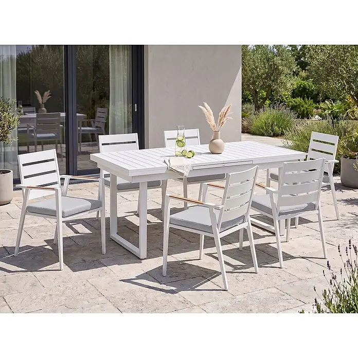 13-tlg Gartentisch Set VALCANETTO/TAVIANO in Weiß/Grau/Braun - 