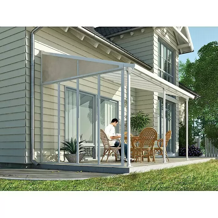 Solid Elements Seitenwand Martina - Passend für: Solid Elements Terrassenüberdachungen Martina 4 m Tiefe, Verkehrsweiß - Stimmungsaufnahme
