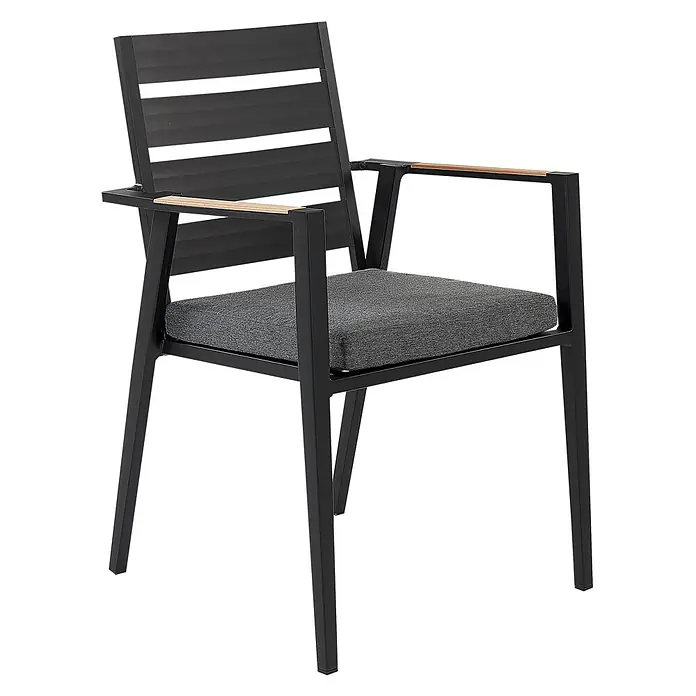 9-tlg Gartentisch Set OLMETTO/TAVIANO in Schwarz/Grau/Braun - 