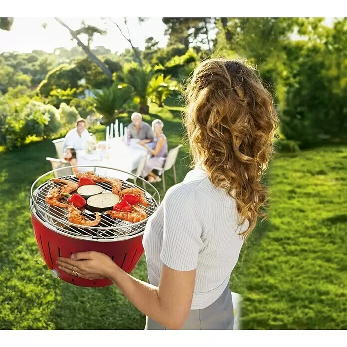 LotusGrill Holzkohlegrill Classic - Durchmesser Grillfläche: 34 cm, Feuerrot