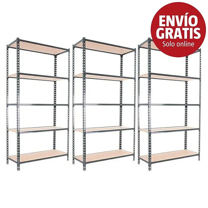 Simonrack Maderclick Estantería para cargas pesadas Plus - L x An x Al: 40 x 100 x 200 cm, Gris antracita, 3 ud.