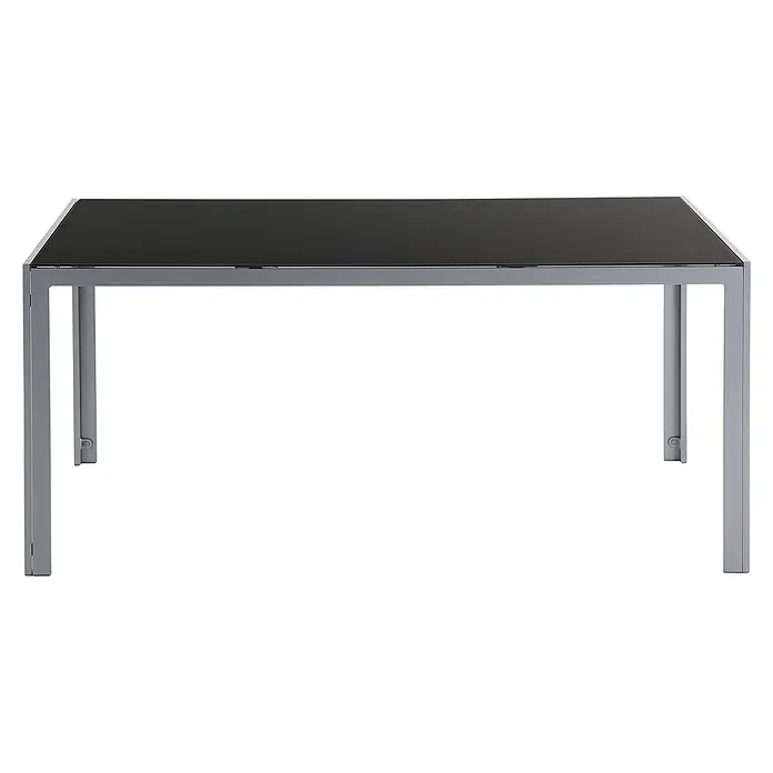 7-tlg Gartentisch Set CATANIA in Schwarz/Silber -  - Tisch mit dunkler Glasplatte und grauem Metallgestell.