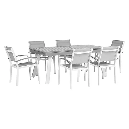 7-tlg Gartentisch Set PERETA in Grau/Weiß