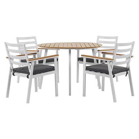 9-tlg Gartentisch Set CAVOLI in Weiß/Grau/Braun