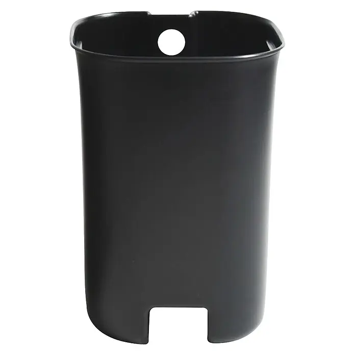 Cubo con pedal Akato - 3 l, Plástico, Blanco - Macetero colgante rectangular negro con un agujero superior redondo para colgar y recortes inferiores.