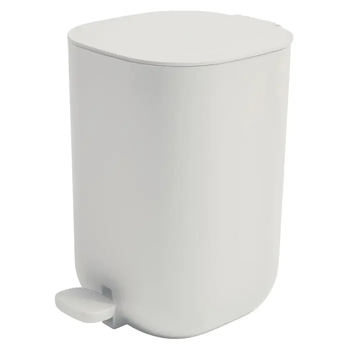 Cubo con pedal Akato - 3 l, Plástico, Blanco - Cubo de pedal blanco y liso con pedal de pie.