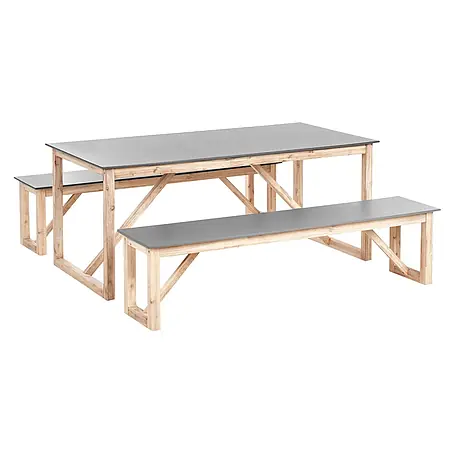 3-tlg Gartentisch Set NOTTERI in Grau/Braun