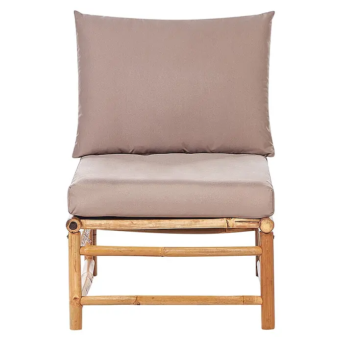 22-tlg Lounge Set CERRETO in Braun/Beige/Grau -  - Bambus-Sessel mit hellbraunen Kissen.