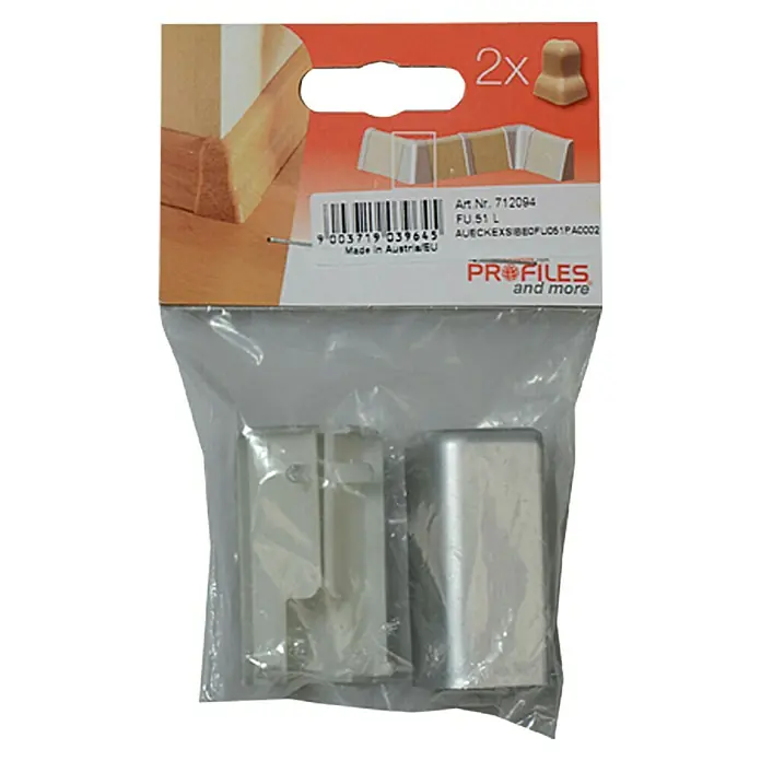 Profiles and more Außenecke FU51L/KU51L - Silber, 2 Stk. - Verpackung mit zwei Eckprofilen FU.51 L für saubere Abschlüsse, ideal für den Innenausbau und Renovierungen.
