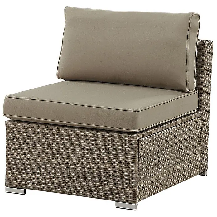 21-tlg Lounge Set BELVEDERE in Braun -  - Brauner Outdoor-Sessel aus geflochtenem Rattan mit hellbraunen Kissen.
