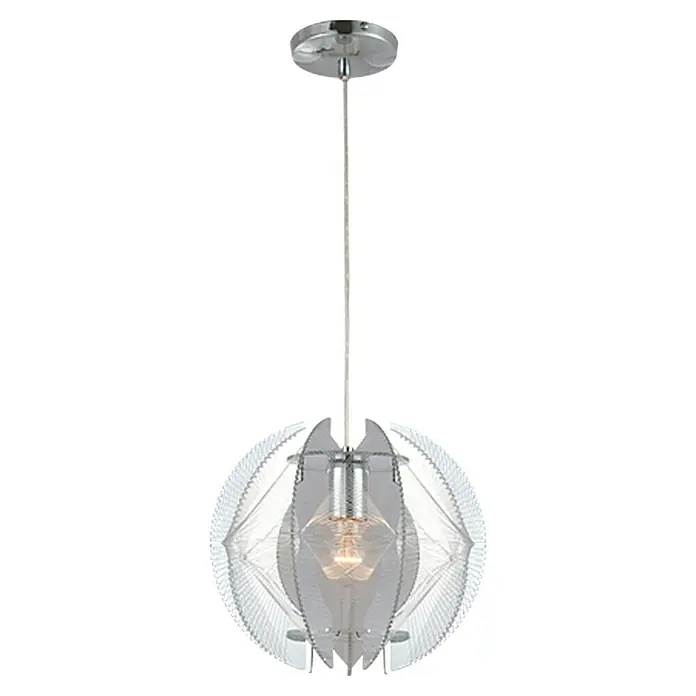 Globo Pollux Lámpara colgante redonda Seda - 60 W, Ø x Al: 32 x 110 cm, Cromo, E27 - Elegante lámpara colgante con diseño esférico transparente y detalle cromado brillante, que ilumina con estilo cualquier espacio.