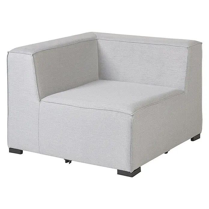 7-tlg Lounge Set AREZZO in Grau/Schwarz linksseitig -  - Heller grauer Stoff-Ecksofa, ein modulares Sitzelement mit strukturierter Oberfläche.