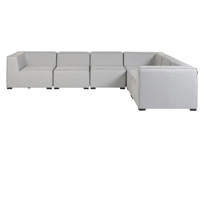 7-tlg Lounge Set AREZZO in Grau/Schwarz linksseitig -  - Helles, modulares L-förmiges Sofa aus Stoff.