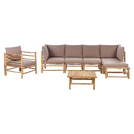 20-tlg Lounge Set CERRETO in Braun/Beige/Grau linksseitig